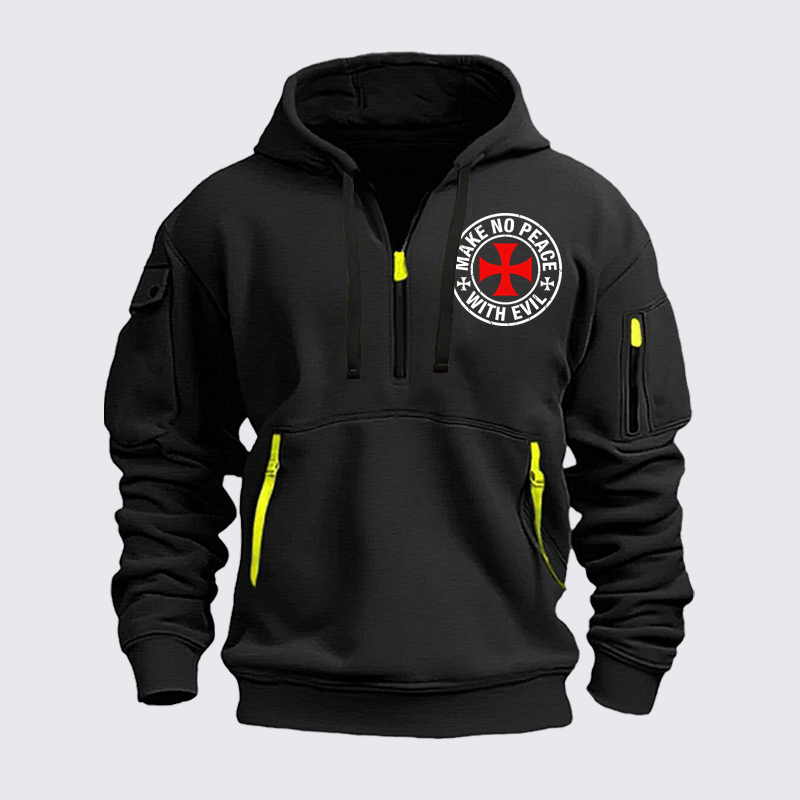 Zipper Hoodies - Make No Peace with Evil Knight Templar Cross