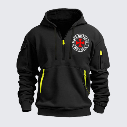 Zipper Hoodies - Make No Peace with Evil Knight Templar Cross