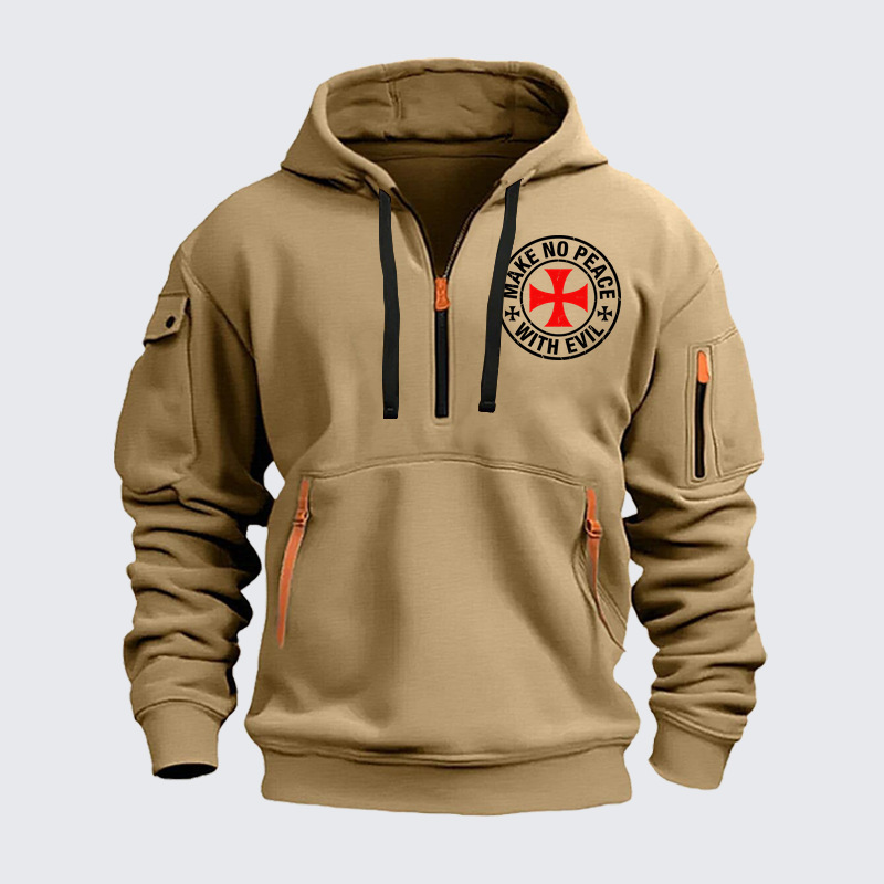 Zipper Hoodies - Make No Peace with Evil Knight Templar Cross