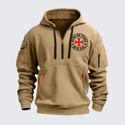 Zipper Hoodies - Make No Peace with Evil Knight Templar Cross