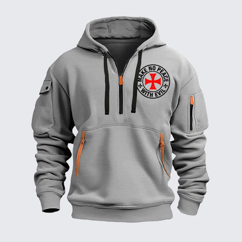 Zipper Hoodies - Make No Peace with Evil Knight Templar Cross