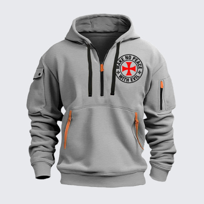 Zipper Hoodies - Make No Peace with Evil Knight Templar Cross