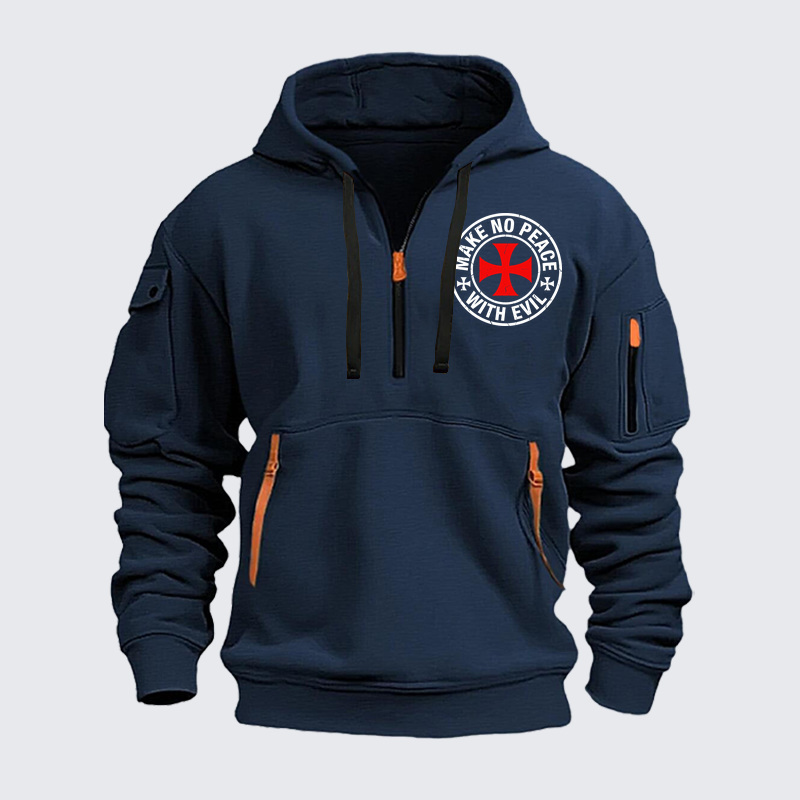 Zipper Hoodies - Make No Peace with Evil Knight Templar Cross