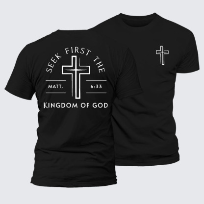 Seek First The Kingdom Of God Jesus God Christian – Premium Cotton Blend Tee
