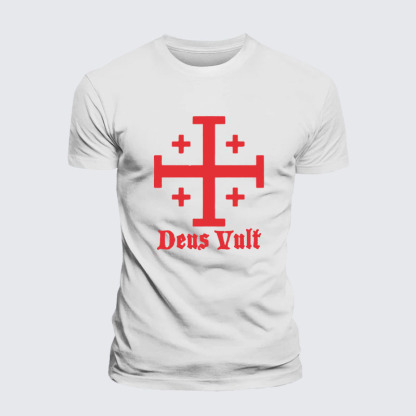 Jerusalem Cross Deus Vult  Jesus God Christian– Performance Comfort Tee