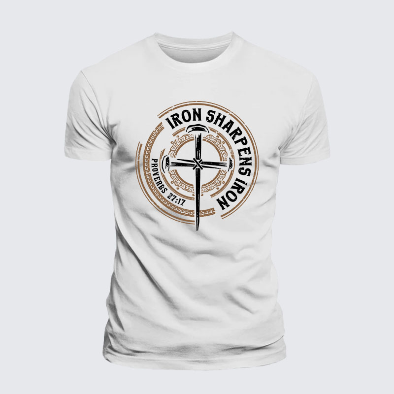 Iron Sharpens Iron - Proverbs 27:17 Jesus God Christian– Comfort Tee