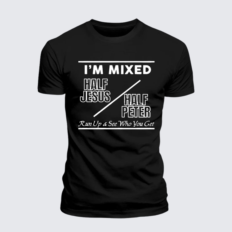 Man Of God Husband Dad Jesus God Christian Cotton T-Shirt