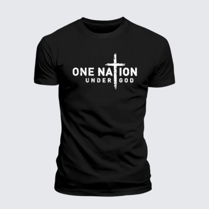 One Nation Under God Cross Jesus God Christian – Premium Cotton Blend Tee