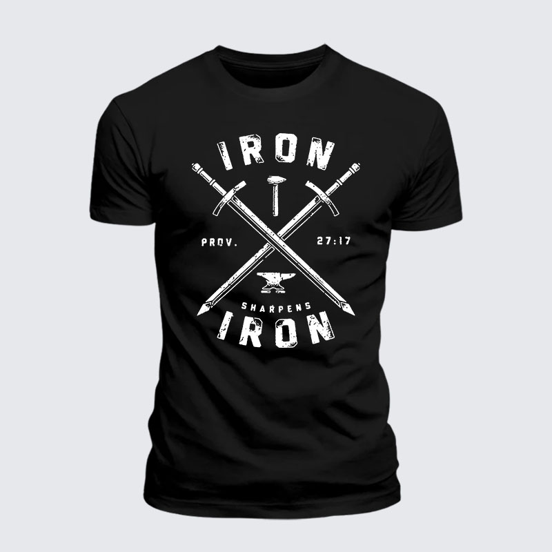 Iron Sharpens Iron Jesus God Christian – Premium Cotton Blend Tee