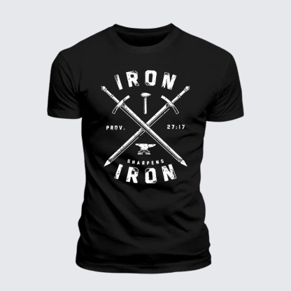 Iron Sharpens Iron Jesus God Christian – Premium Cotton Blend Tee