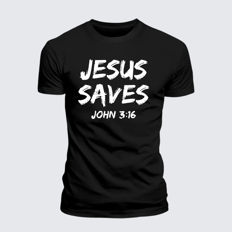 Jesus Saves John 3:16 Jesus God Christian – Premium Cotton Blend Tee