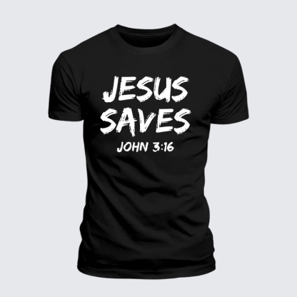 Jesus Saves John 3:16 Jesus God Christian – Premium Cotton Blend Tee
