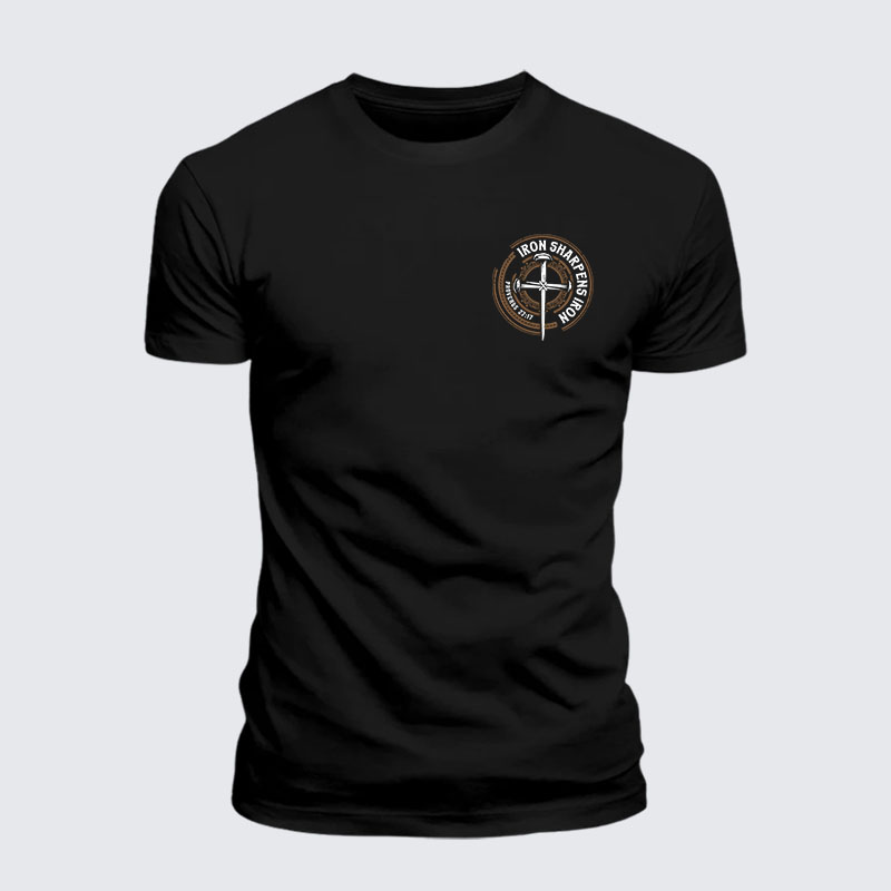 Iron Sharpens Iron - Proverbs 27:17 Jesus God Christian – Premium Cotton Blend Tee
