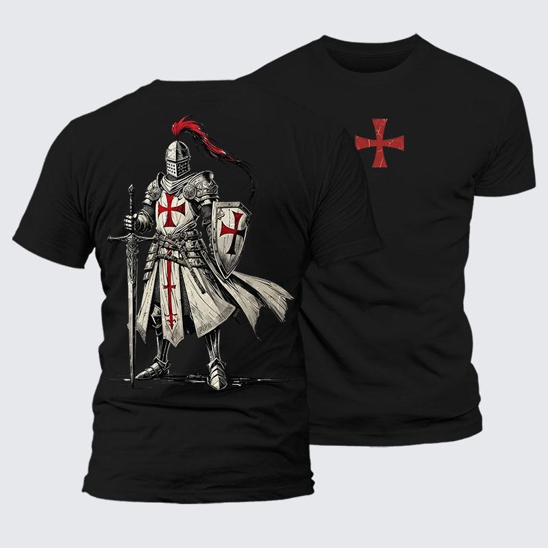 Crusader Knight Jesus God Christian – Premium Cotton Blend Tee