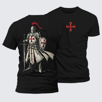 Crusader Knight Jesus God Christian – Premium Cotton Blend Tee
