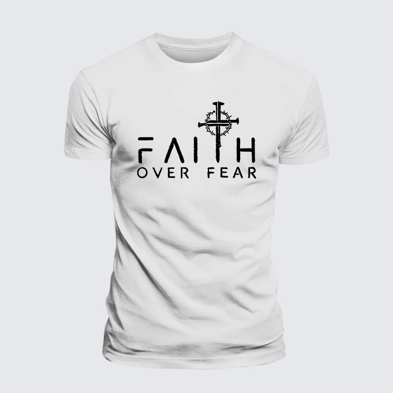 Faith Over Fear Faith Cross Jesus God Christian– Performance Comfort Tee