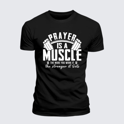 Prayer Is A Muscle Cross Jesus God Christian – Premium Cotton Blend Tee