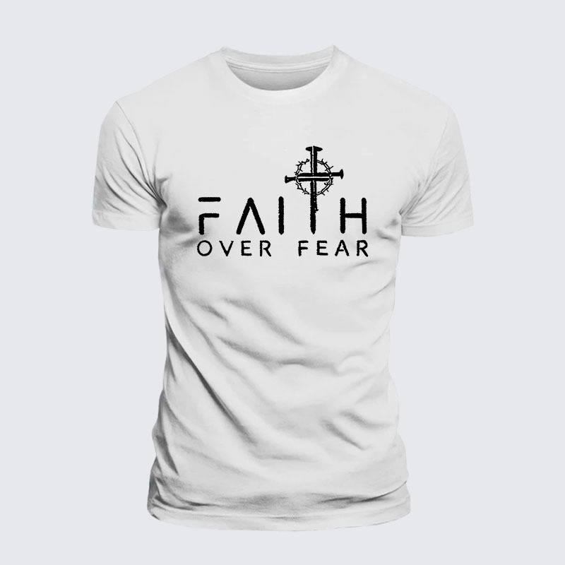 Faith Over Fear Faith Cross Jesus God Christian– Performance Comfort Tee