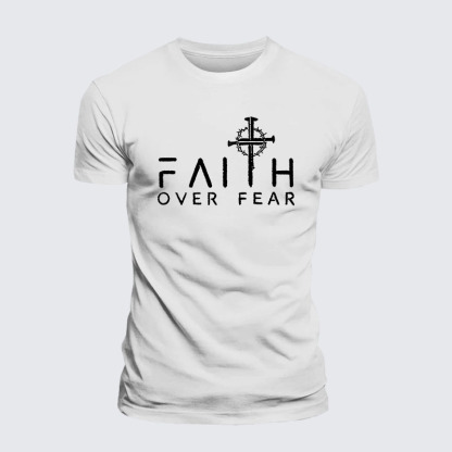 Faith Over Fear Faith Cross Jesus God Christian– Performance Comfort Tee