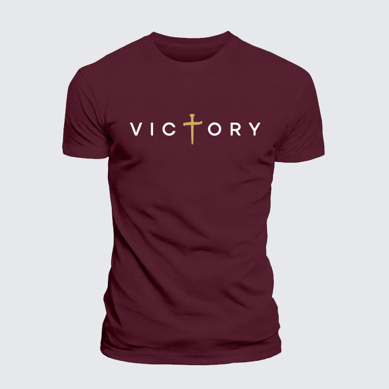 Victory Cross Jesus God Christian – Premium Cotton Blend Tee