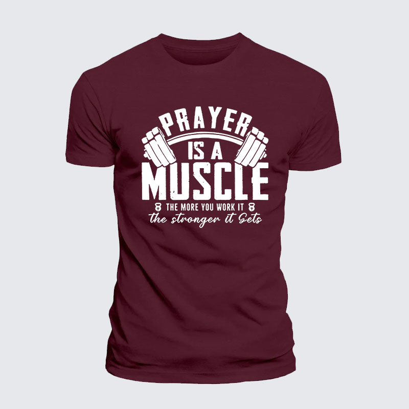 Prayer Is A Muscle Cross Jesus God Christian – Premium Cotton Blend Tee