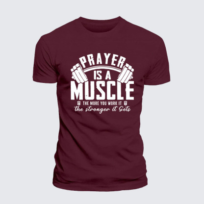 Prayer Is A Muscle Cross Jesus God Christian – Premium Cotton Blend Tee