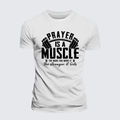 Prayer Is A Muscle Cross Jesus God Christian – Premium Cotton Blend Tee