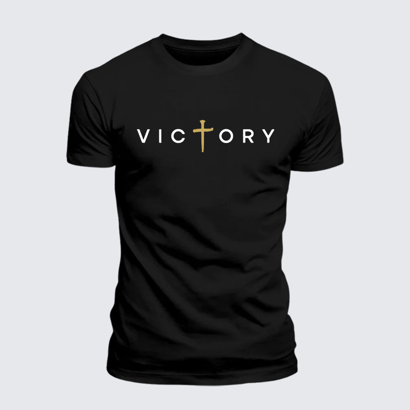 Victory Cross Jesus God Christian – Premium Cotton Blend Tee