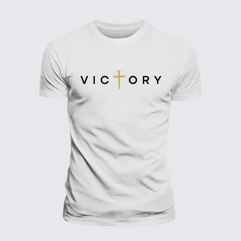 Victory Cross Jesus God Christian – Premium Cotton Blend Tee