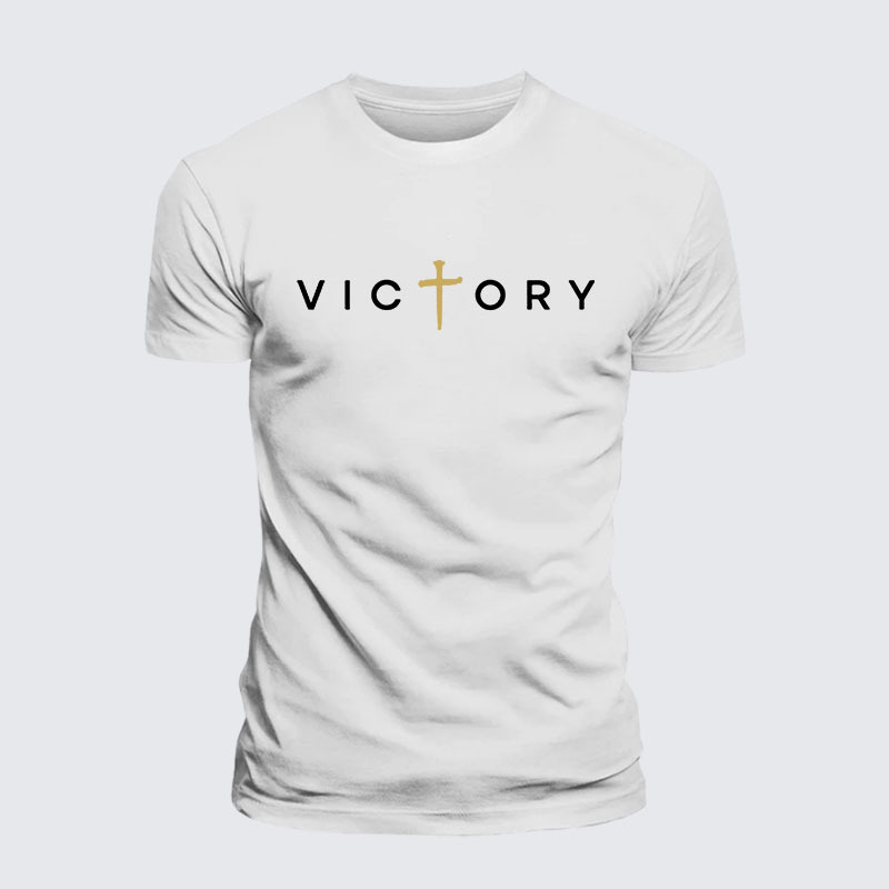 Victory Cross Jesus God Christian – Premium Cotton Blend Tee