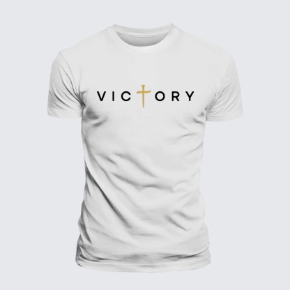 Victory Cross Jesus God Christian – Premium Cotton Blend Tee