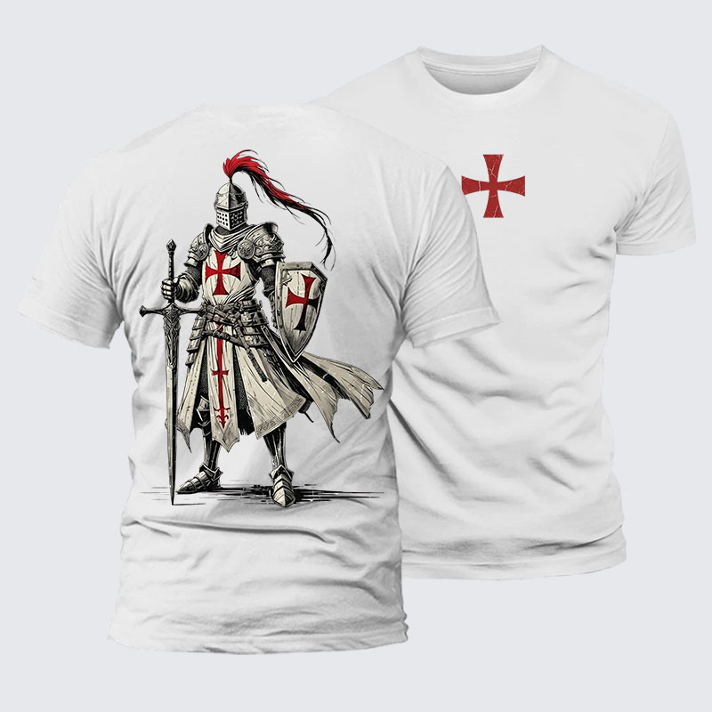 Crusader Knight Jesus God Christian – Premium Cotton Blend Tee