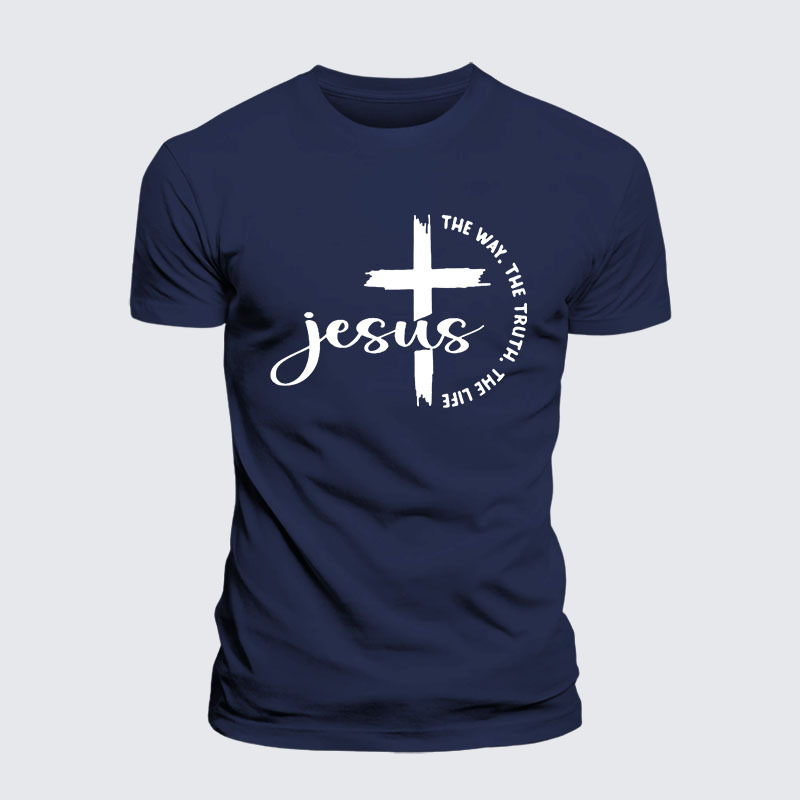 Jesus The Way The Truth The Life Jesus God Christian – Premium Cotton Blend Tee