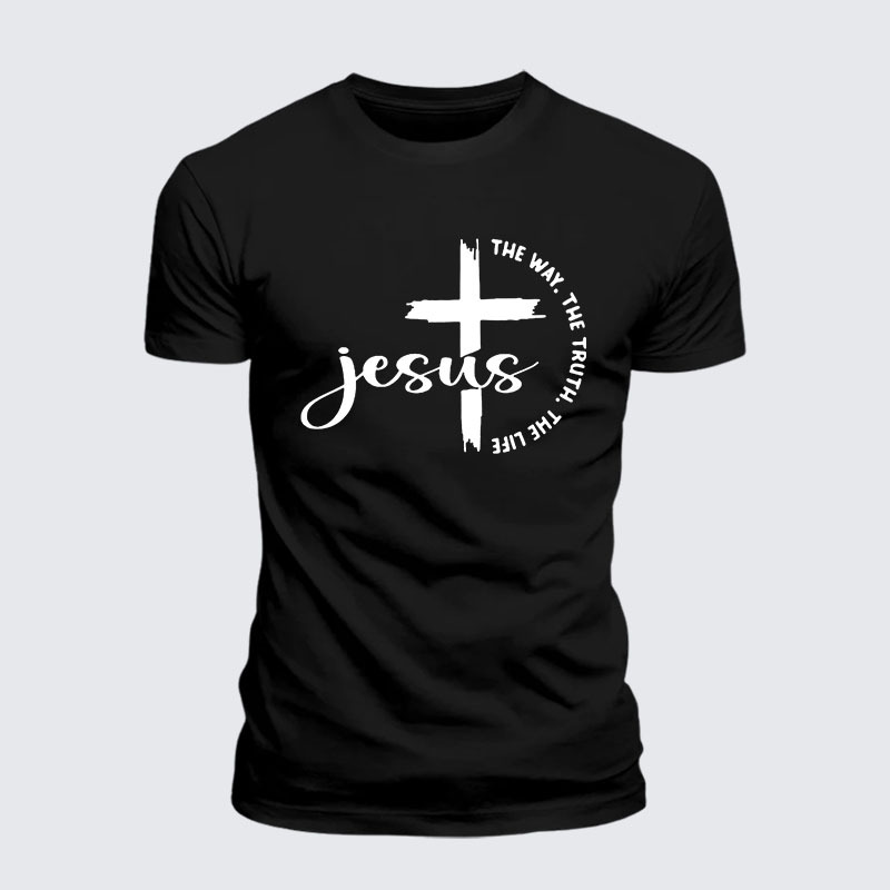 Man Of God Husband Dad Jesus God Christian Cotton T-Shirt