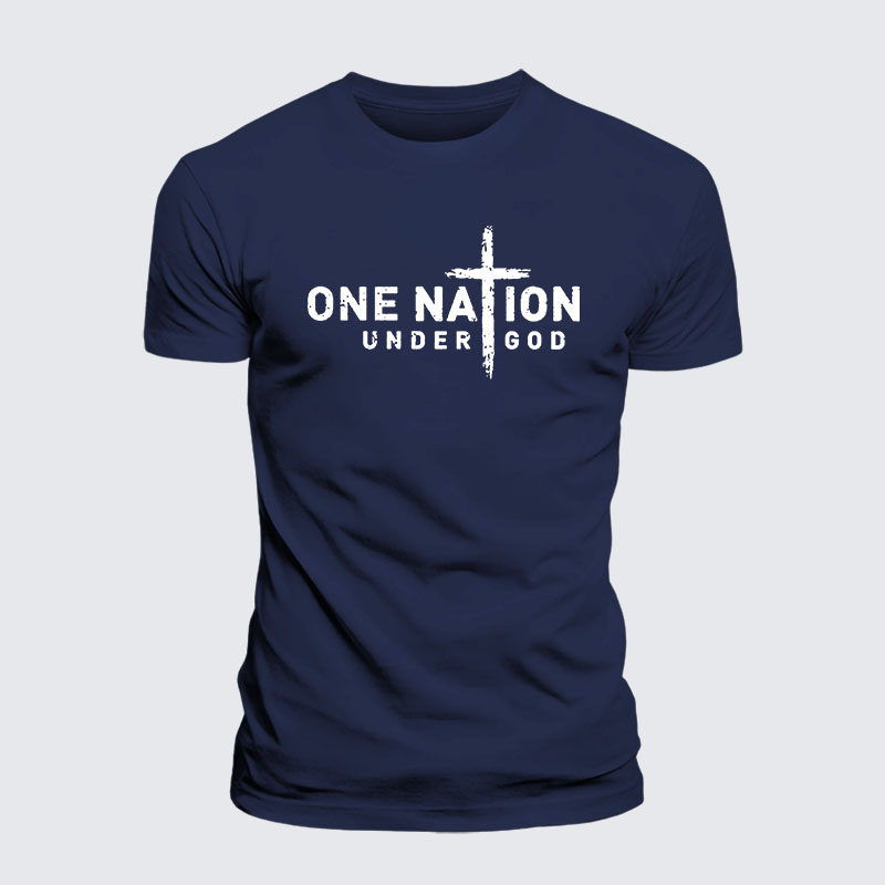 One Nation Under God Cross Jesus God Christian – Premium Cotton Blend Tee