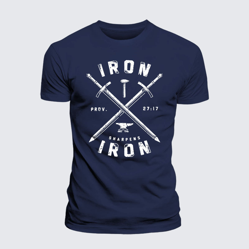 Iron Sharpens Iron Jesus God Christian – Premium Cotton Blend Tee