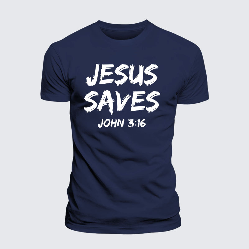 Jesus Saves John 3:16 Jesus God Christian – Premium Cotton Blend Tee