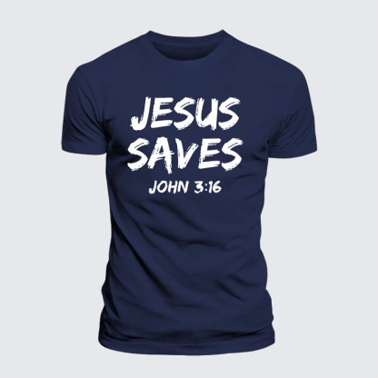 Jesus Saves John 3:16 Jesus God Christian – Premium Cotton Blend Tee