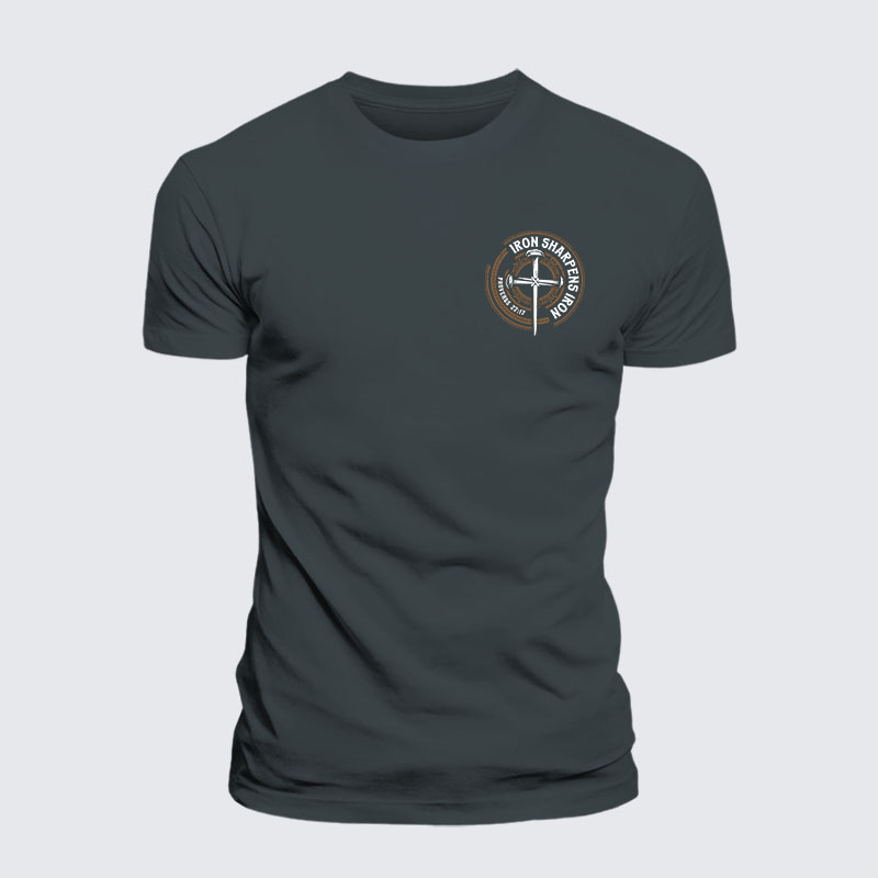 Iron Sharpens Iron - Proverbs 27:17 Jesus God Christian – Premium Cotton Blend Tee