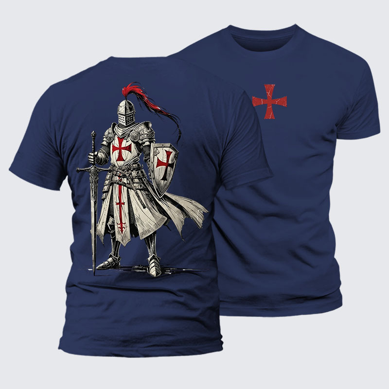 Crusader Knight Jesus God Christian – Premium Cotton Blend Tee