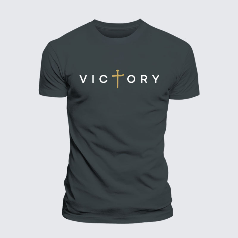 Victory Cross Jesus God Christian – Premium Cotton Blend Tee