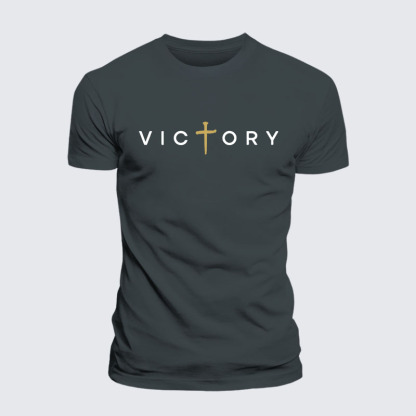 Victory Cross Jesus God Christian – Premium Cotton Blend Tee