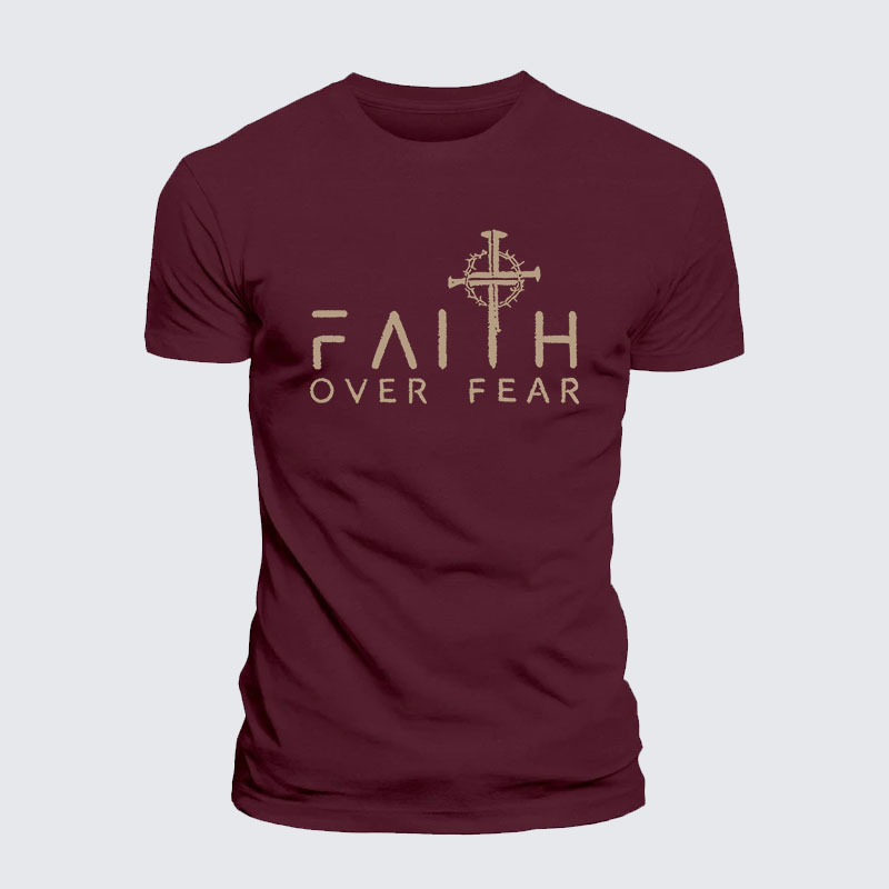 Faith Over Fear Faith Cross Jesus God Christian– Performance Comfort Tee