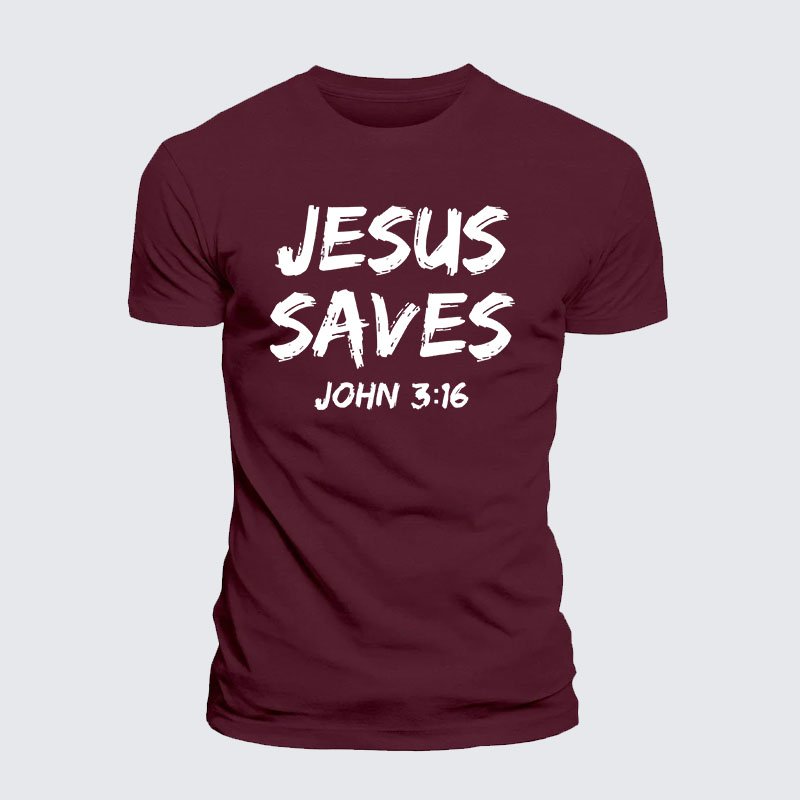 Jesus Saves John 3:16 Jesus God Christian – Premium Cotton Blend Tee