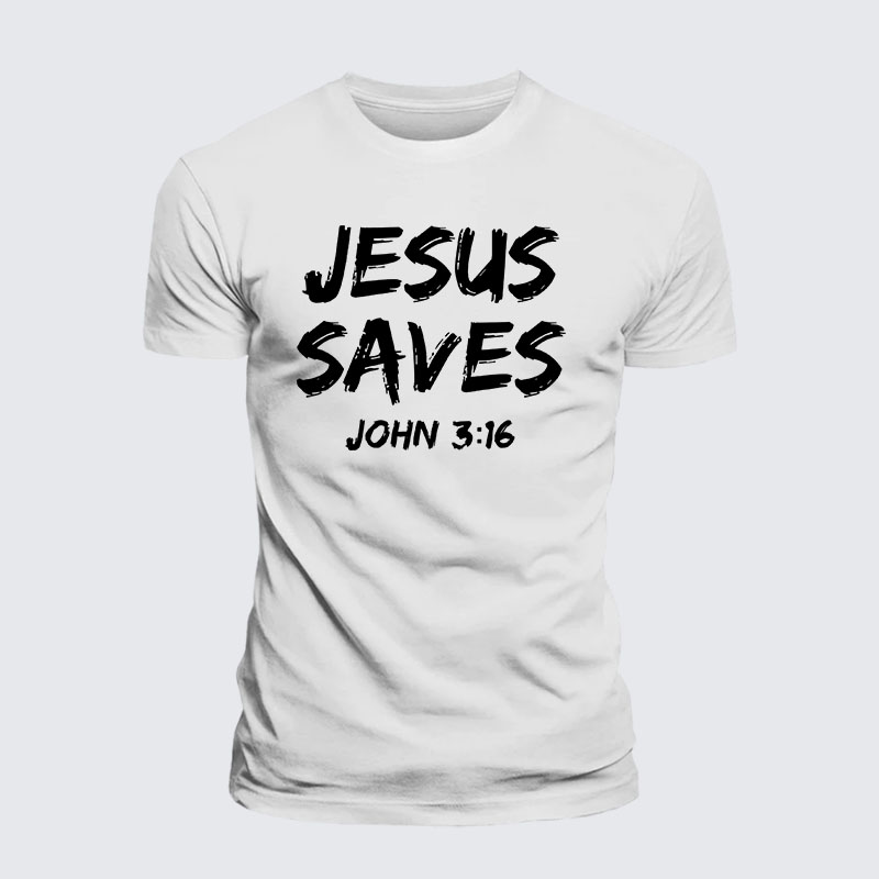 Jesus Saves John 3:16 Jesus God Christian – Premium Cotton Blend Tee