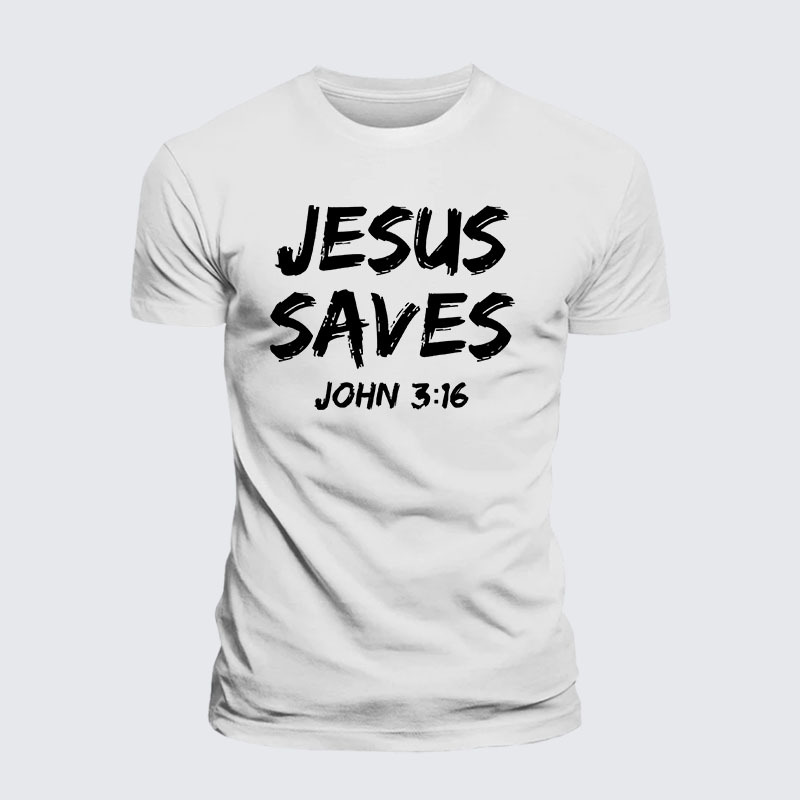 Jesus Saves John 3:16 Jesus God Christian – Premium Cotton Blend Tee