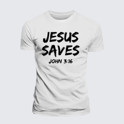 Jesus Saves John 3:16 Jesus God Christian – Premium Cotton Blend Tee