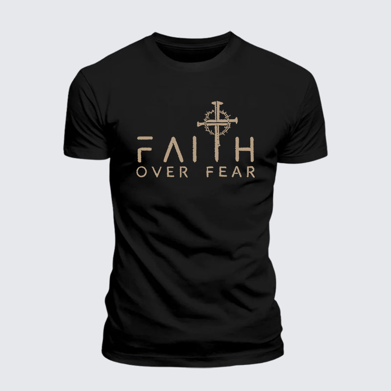 Faith Over Fear Faith Cross Jesus God Christian– Performance Comfort Tee