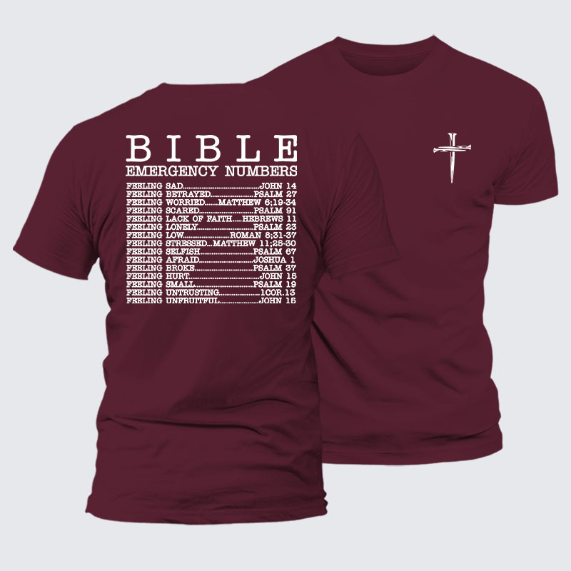 Bible Emergency Numbers Jesus God Christian– Comfort Tee