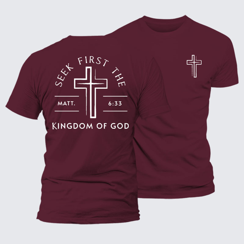 Seek First The Kingdom Of God Jesus God Christian – Premium Cotton Blend Tee